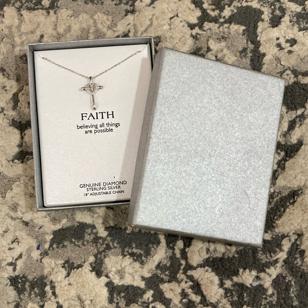 Sterling Silver Cross Necklace with Heart